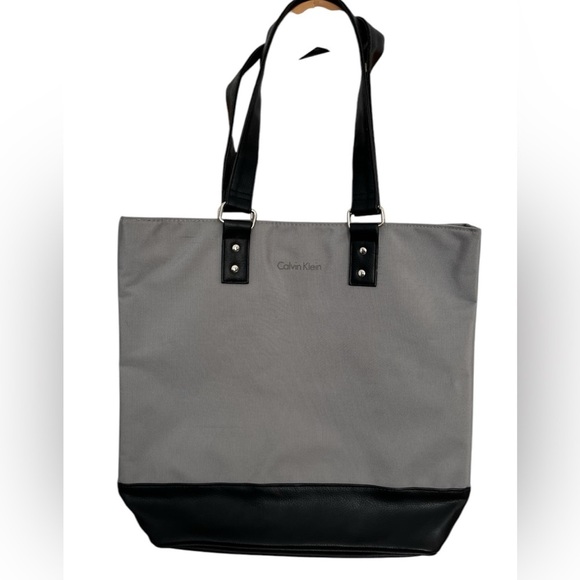 Calvin Klein bag in gray synthetic canvas tote black synthetic leather - Picture 1 of 6